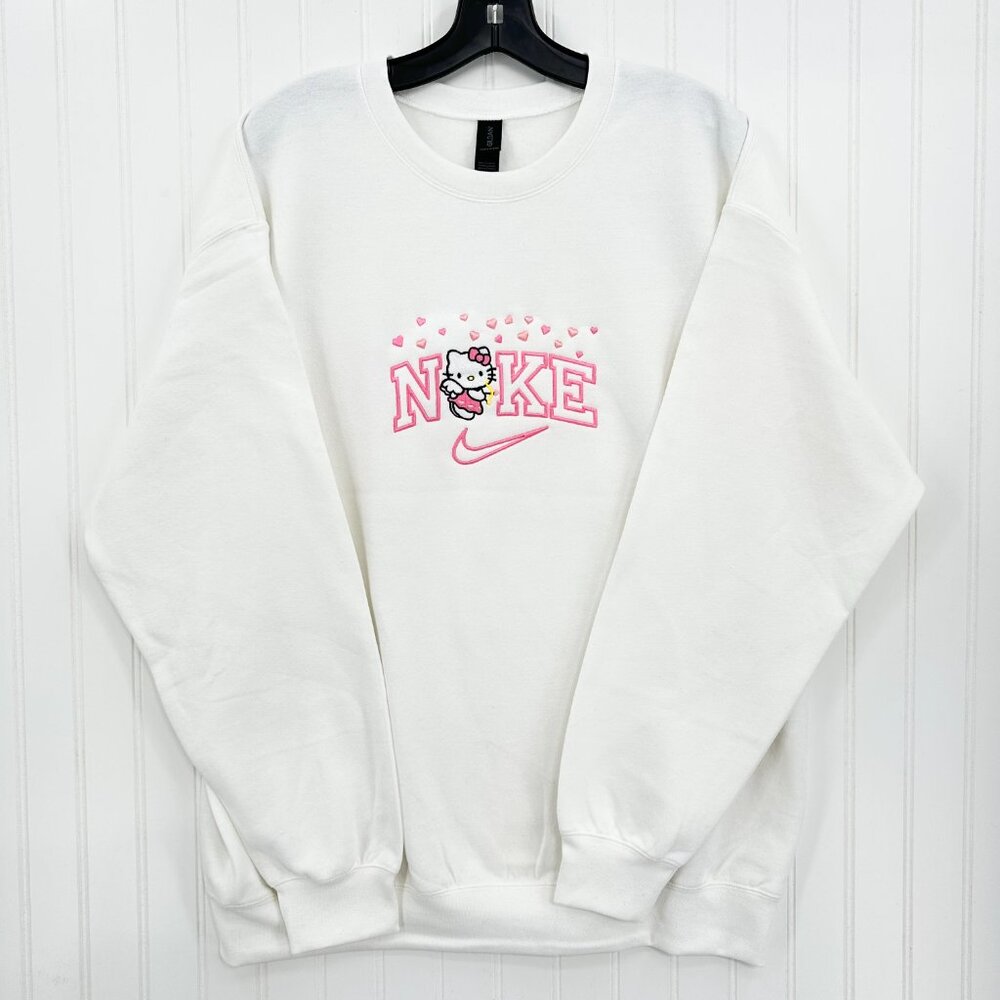 Nike Hello Kitty Sweatshirt Embroidered Adult Unisex Crewneck Anime Cat Hearts - Picture 6 of 11